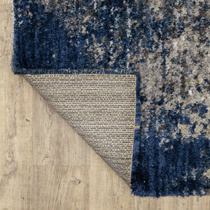HomeRoots 8' Blue and Gray Abstract Shag Runner Rug - Stylish, Soft, Stain-Resistant Design for Hallways and Corridors 5' X 8' 507833