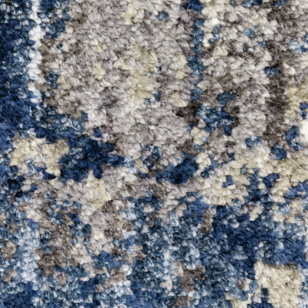 HomeRoots 8' Blue and Gray Abstract Shag Runner Rug - Stylish, Soft, Stain-Resistant Design for Hallways and Corridors 7' X 10' 507834