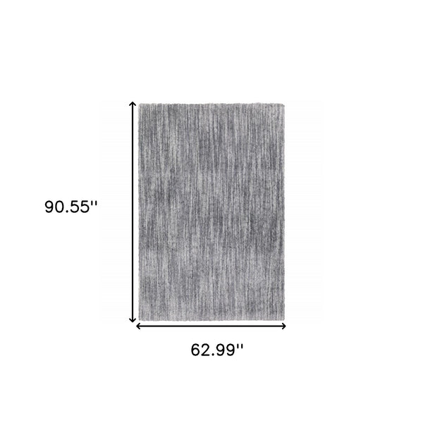 Homeroots 5' X 8' Grey Shag Power Loom Stain Resistant Area Rug Grey Polyester 507839