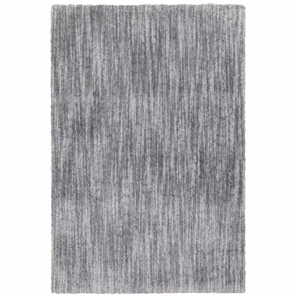 Homeroots 7' X 10' Gray Shag Power Loom Area Rug Grey Polyester 507840