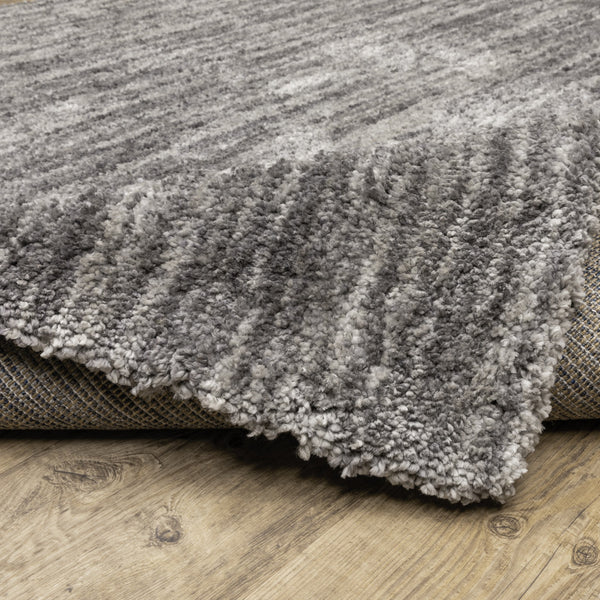 Homeroots 10' X 13' Grey Shag Power Loom Stain Resistant Area Rug Grey Polyester 507842