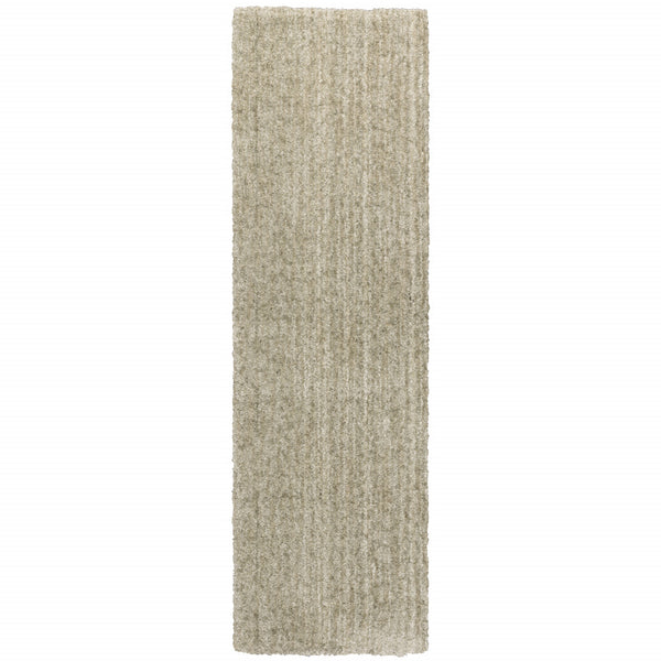 Homeroots 2' X 8' Stone Shag Power Loom Stain Resistant Runner Rug Stone Polyester 507843