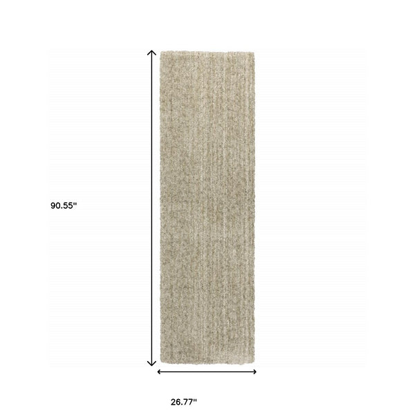 Homeroots 2' X 8' Stone Shag Power Loom Stain Resistant Runner Rug Stone Polyester 507843