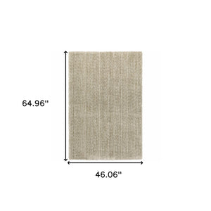 Homeroots 4' X 6' Stone Shag Power Loom Stain Resistant Area Rug Stone Polyester 507844