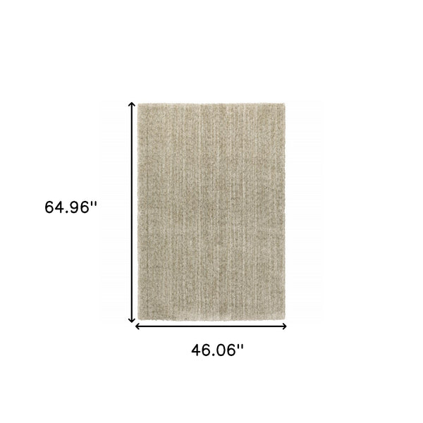 Homeroots 4' X 6' Stone Shag Power Loom Stain Resistant Area Rug Stone Polyester 507844