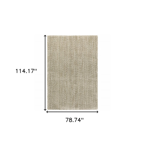 Homeroots 7' X 10' Stone Shag Power Loom Area Rug Stone Polyester 507846
