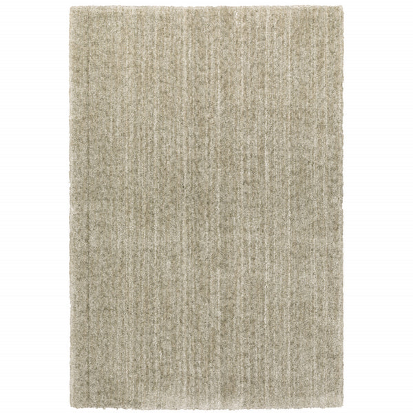 Homeroots 10' X 13' Stone Shag Power Loom Stain Resistant Area Rug Stone Polyester 507848