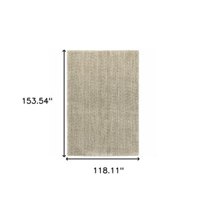 Homeroots 10' X 13' Stone Shag Power Loom Stain Resistant Area Rug Stone Polyester 507848