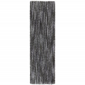 Homeroots 2' X 8' Charcoal Shag Power Loom Stain Resistant Runner Rug Charcoal Polyester 507849