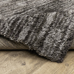 Homeroots 2' X 8' Charcoal Shag Power Loom Stain Resistant Runner Rug Charcoal Polyester 507849