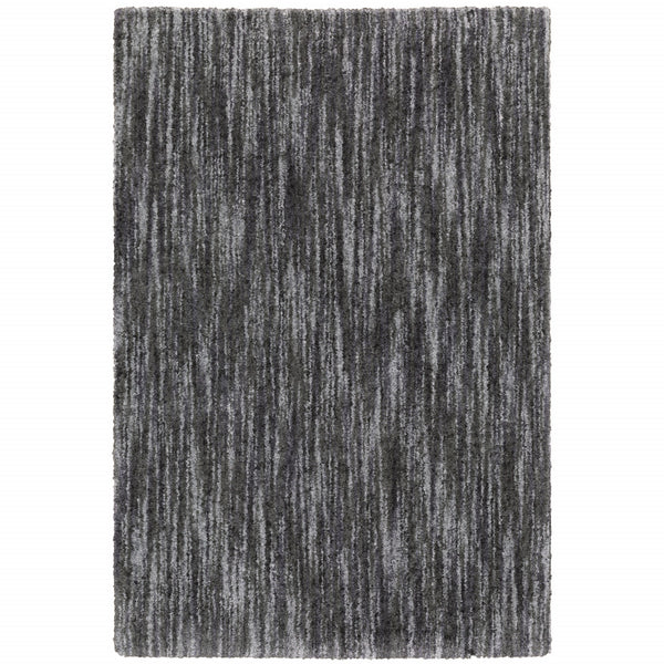 Homeroots 8' X 11' Charcoal Shag Power Loom Stain Resistant Area Rug Charcoal Polyester 507853