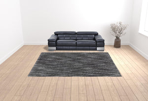 Homeroots 10' X 13' Charcoal Shag Power Loom Stain Resistant Area Rug Charcoal Polyester 507854