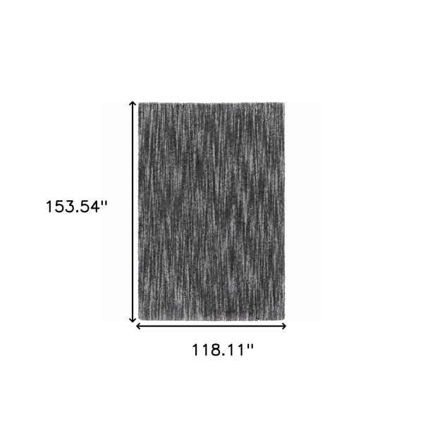 Homeroots 10' X 13' Charcoal Shag Power Loom Stain Resistant Area Rug Charcoal Polyester 507854