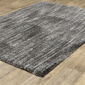 Homeroots 10' X 13' Charcoal Shag Power Loom Stain Resistant Area Rug Charcoal Polyester 507854