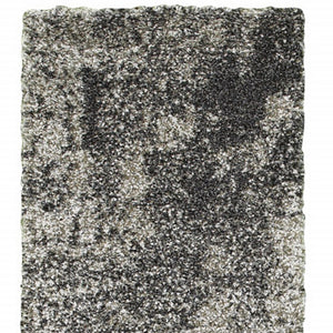 Homeroots 2' X 8' Charcoal Silver And Grey Abstract Shag Power Loom Stain Resistant Runner Rug Grey,Charcoal Polypropylene 507856