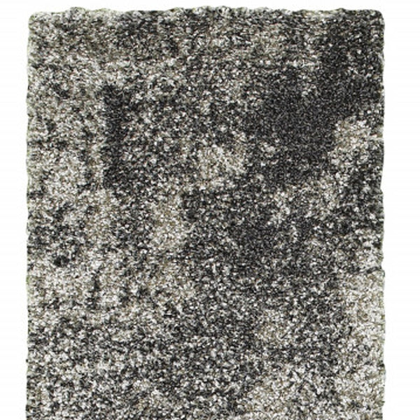 Homeroots 2' X 8' Charcoal Silver And Grey Abstract Shag Power Loom Stain Resistant Runner Rug Grey,Charcoal Polypropylene 507856