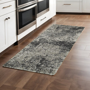 HomeRoots 2' Stylish Gray and Ivory Distressed Abstract Runner Rug for Elegant Hallways and Entryways Decor Grey/ Charcoal 2'3" x 7'6" 507856