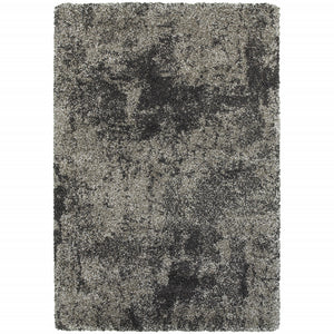 Homeroots 5' X 8' Black Silver And Gray Abstract Shag Power Loom Area Rug Grey,Charcoal Polypropylene 507858