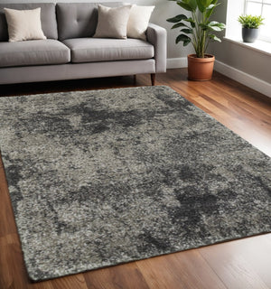 HomeRoots 2' Stylish Gray and Ivory Distressed Abstract Runner Rug for Elegant Hallways and Entryways Decor 5' X 8' Rectangle 507858