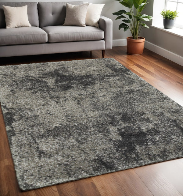 HomeRoots 2' Stylish Gray and Ivory Distressed Abstract Runner Rug for Elegant Hallways and Entryways Decor 5' X 8' Rectangle 507858
