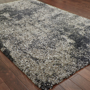Homeroots 7' X 10' Gray Abstract Shag Power Loom Area Rug Grey,Charcoal Polypropylene 507859