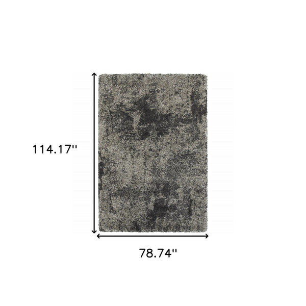 Homeroots 7' X 10' Gray Abstract Shag Power Loom Area Rug Grey,Charcoal Polypropylene 507859