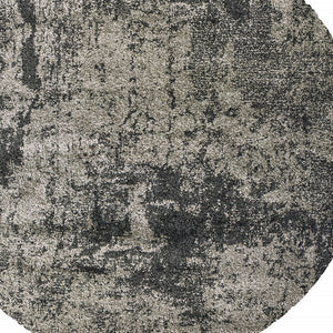 Homeroots 8' Grey Round Abstract Power Loom Stain Resistant Area Rug Grey,Charcoal Polypropylene 507860