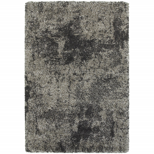 Homeroots 8' X 11' Charcoal Silver And Grey Abstract Shag Power Loom Stain Resistant Area Rug Grey,Charcoal Polypropylene 507861