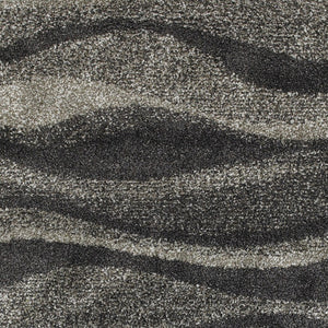HomeRoots 8' Black and Gray Abstract Shag Runner Rug - Modern, Durable, and Easy-Care for High-Traffic Areas 4' X 6' 507865