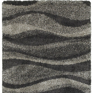 HomeRoots 8' Black and Gray Abstract Shag Runner Rug - Modern, Durable, and Easy-Care for High-Traffic Areas 4' X 6' 507865