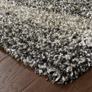 HomeRoots 8' Black and Gray Abstract Shag Runner Rug - Modern, Durable, and Easy-Care for High-Traffic Areas 10' X 13' 507869