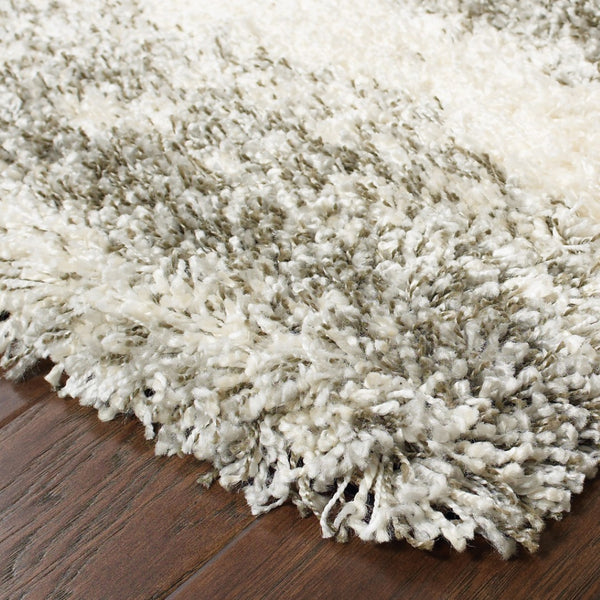 HomeRoots 2' Geometric Shag Runner Rug in Gray and Ivory for Modern Hallways, Durable and Stylish Design 5' X 8' 507880