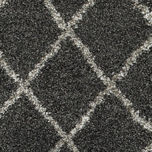 Homeroots 2' X 8' Charcoal And Grey Geometric Shag Power Loom Stain Resistant Runner Rug Charcoal,Grey Polypropylene 507885