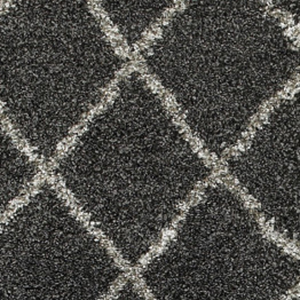 Homeroots 2' X 8' Charcoal And Grey Geometric Shag Power Loom Stain Resistant Runner Rug Charcoal,Grey Polypropylene 507885