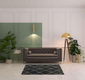 Homeroots 4' X 6' Charcoal And Grey Geometric Shag Power Loom Stain Resistant Area Rug Charcoal,Grey Polypropylene 507886