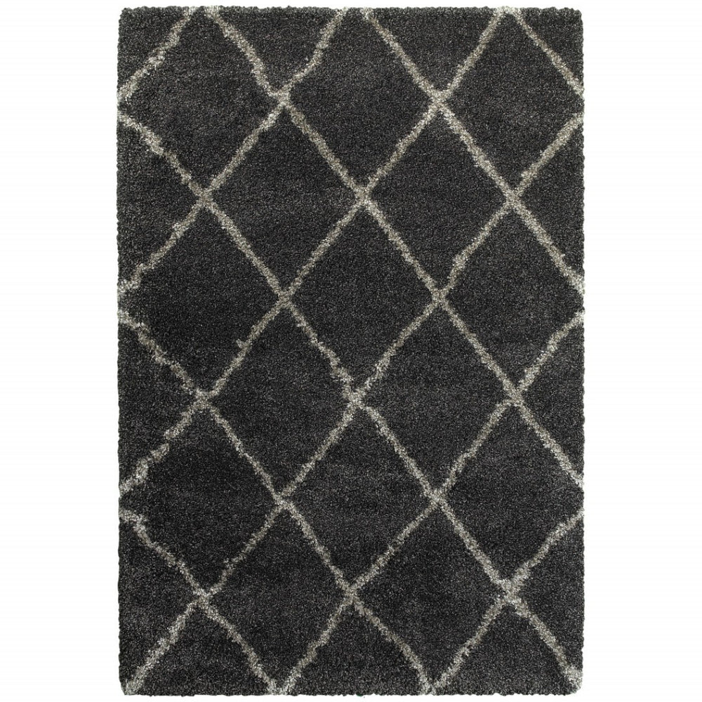 HomeRoots 2' Elegant Ivory and Gray Geometric Lattice Runner Rug - Durable, Soft, Stylish for High-Traffic Areas 5' X 8' 507887