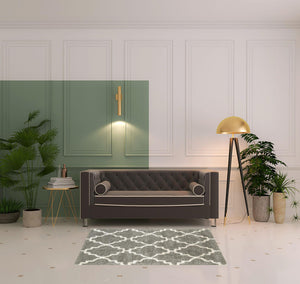 Homeroots 4' X 6' Grey And Ivory Geometric Shag Power Loom Stain Resistant Area Rug Grey,Ivory Polypropylene 507893