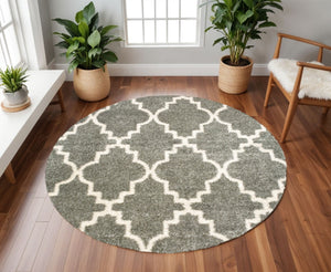 HomeRoots 2' Transform Your Space with a Cozy Geometric Shag Runner Rug - Stain-Resistant & Stylish Design 8' Round Round 507896