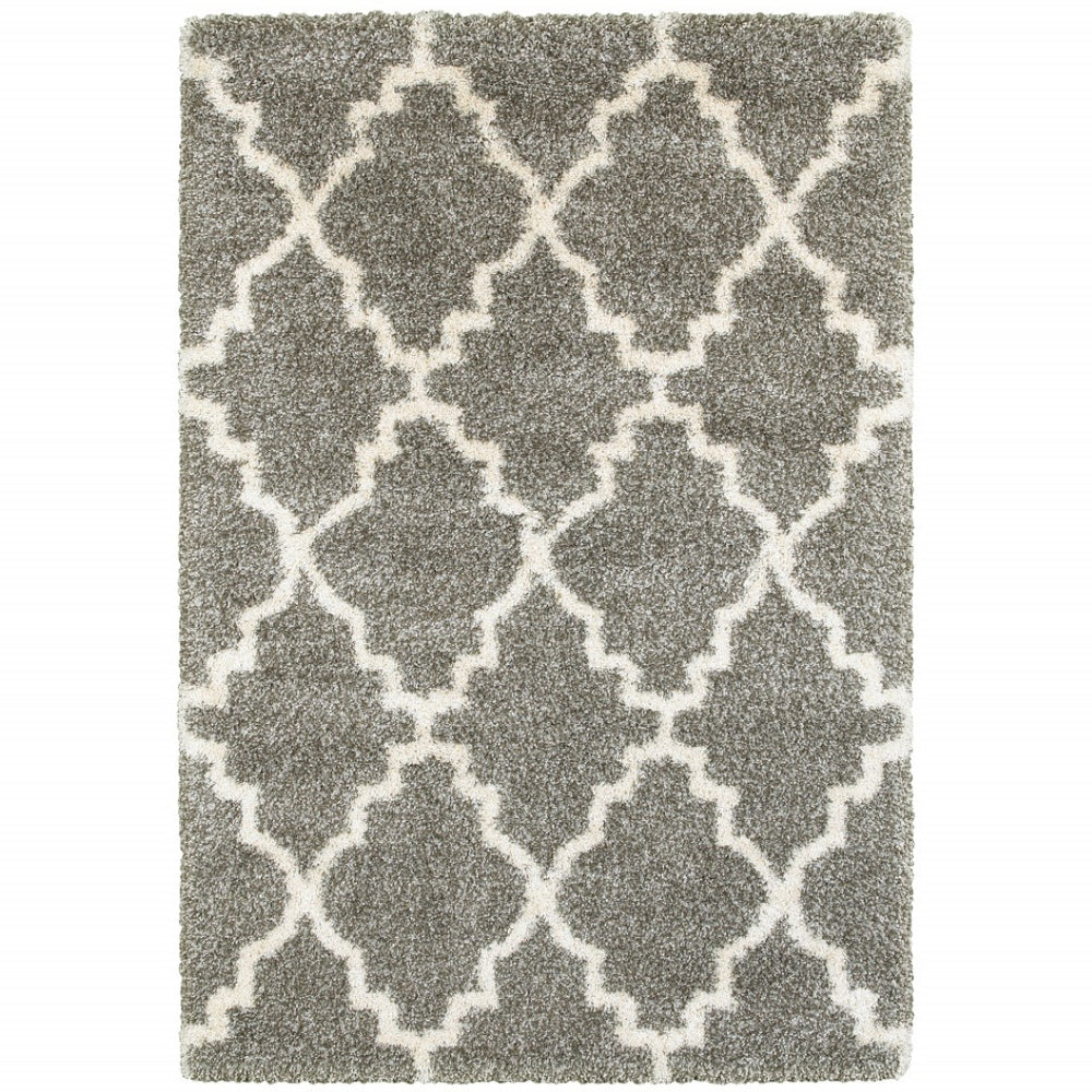 HomeRoots 2' Transform Your Space with a Cozy Geometric Shag Runner Rug - Stain-Resistant & Stylish Design 8' X 11' Rectangle 507897