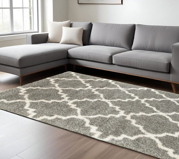 HomeRoots 2' Transform Your Space with a Cozy Geometric Shag Runner Rug - Stain-Resistant & Stylish Design 8' X 11' Rectangle 507897