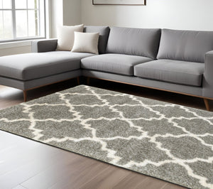 HomeRoots 2' Transform Your Space with a Cozy Geometric Shag Runner Rug - Stain-Resistant & Stylish Design 10' X 13' Rectangle 507898