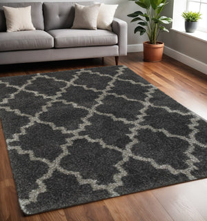 HomeRoots 2' Transform Your Space with a Cozy Geometric Shag Runner Rug - Stain-Resistant & Stylish Design 5' X 8' 507902