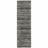 Homeroots 8' Black And Gray Geometric Shag Power Loom Runner Rug  Polypropylene 507907