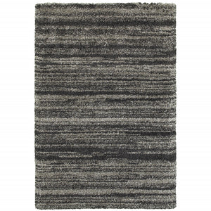 Homeroots 4' X 6' Charcoal Silver And Grey Geometric Shag Power Loom Stain Resistant Area Rug  Polypropylene 507908