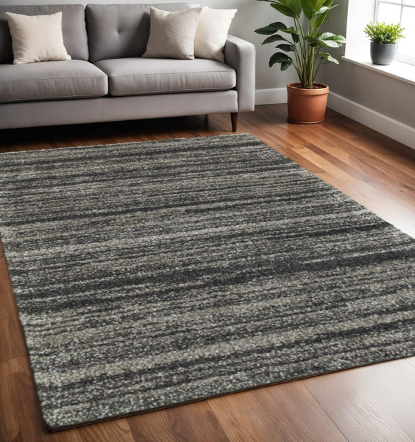 HomeRoots 8' Black and Gray Geometric Shag Runner Rug - Cozy, Durable, Modern Design for Hallways & Entryways 5' X 8' 507909