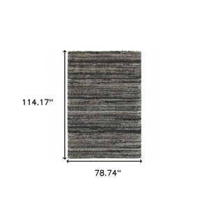 HomeRoots 8' Black and Gray Geometric Shag Runner Rug - Cozy, Durable, Modern Design for Hallways & Entryways 7' X 10' 507910