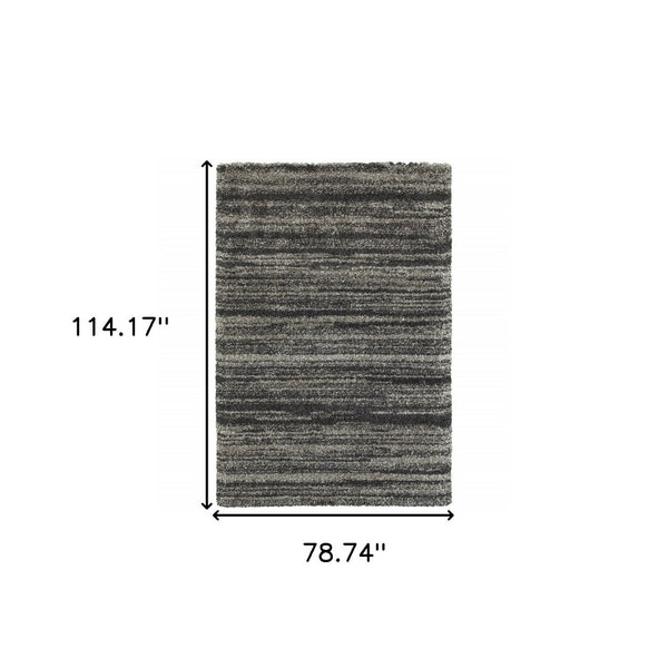 HomeRoots 8' Black and Gray Geometric Shag Runner Rug - Cozy, Durable, Modern Design for Hallways & Entryways 7' X 10' 507910