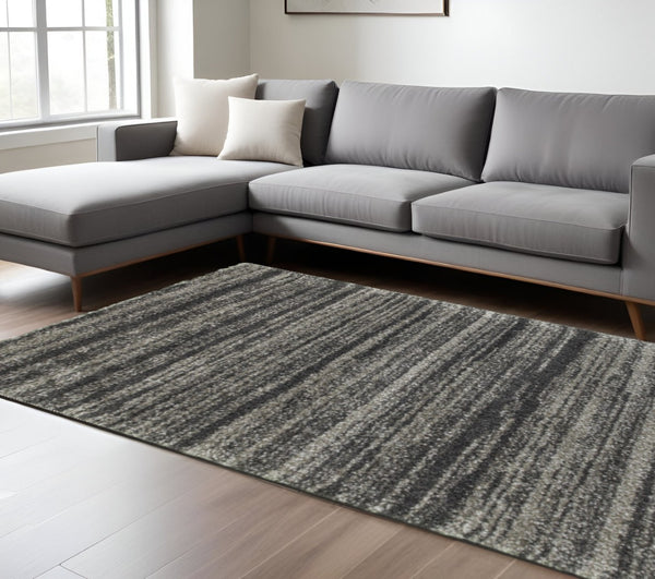 HomeRoots 8' Black and Gray Geometric Shag Runner Rug - Cozy, Durable, Modern Design for Hallways & Entryways 7' X 10' 507910