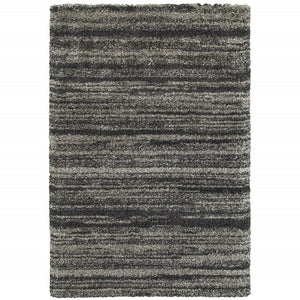 HomeRoots 8' Black and Gray Geometric Shag Runner Rug - Cozy, Durable, Modern Design for Hallways & Entryways 10' X 13' 507912