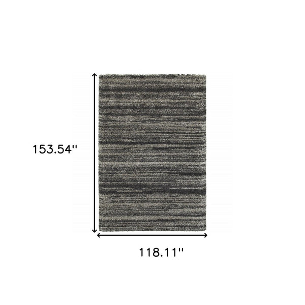 HomeRoots 8' Black and Gray Geometric Shag Runner Rug - Cozy, Durable, Modern Design for Hallways & Entryways 10' X 13' 507912